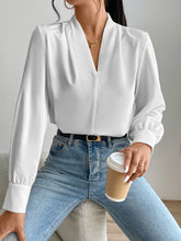 Fold Pleated Lantern Sleeve Blouse
